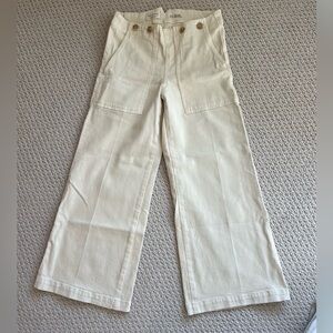 Anthropologie Pilcro wide leg crop ivory high waisted Pants women’s size 25